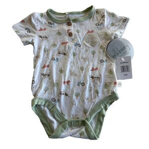 Milkberry Unisex Baby 6-9 Month Bamboo Farm Animal One Piece NEW